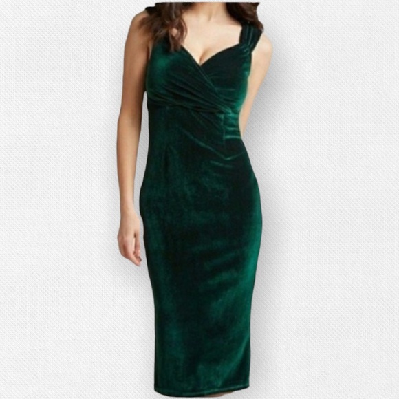 Dresses & Skirts - ModCloth Rocksteady Sold Out Emerald Velvet Wiggle Dress XL